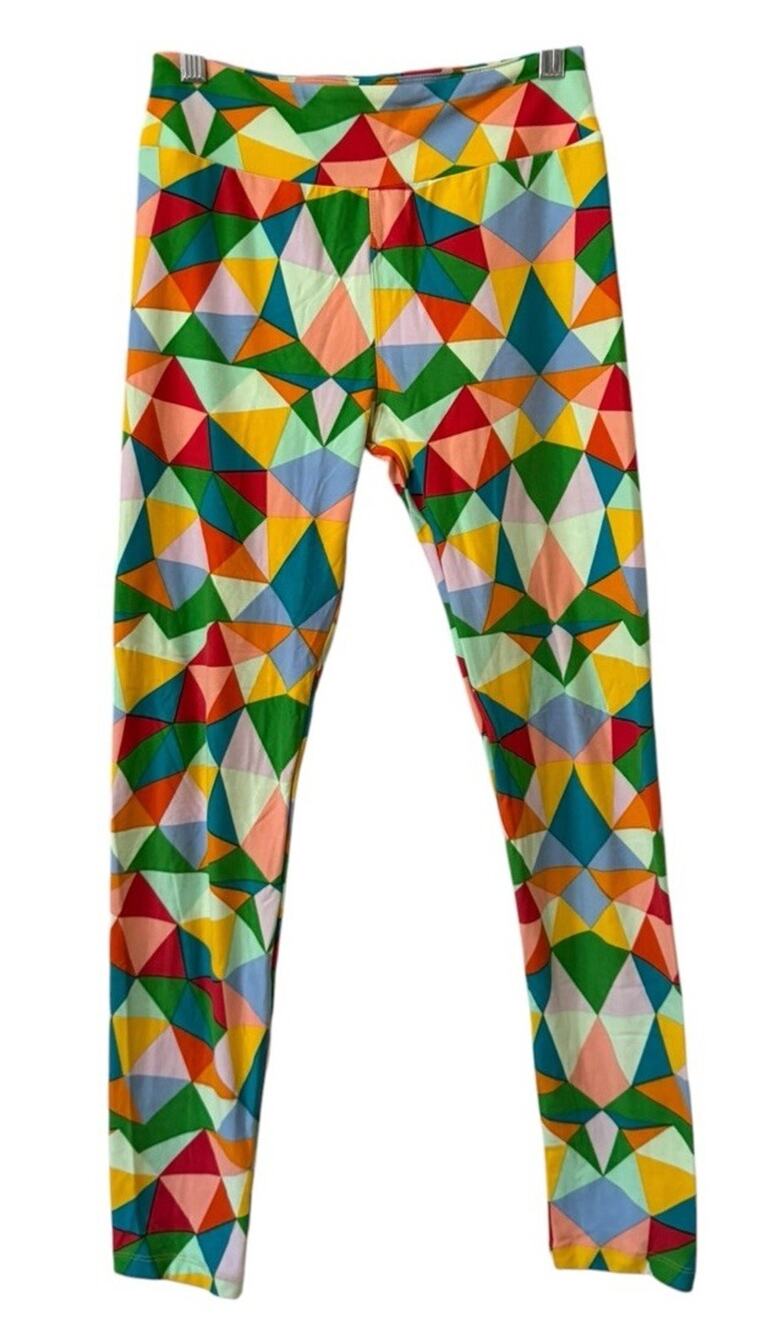 LulaRoe Women Sz OS Leggings Stretch Retro Hippie 70's Skater Artsy City Teacher